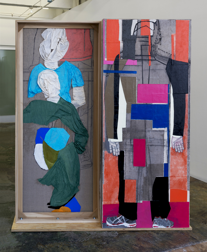 82×74 inches, cloth collage and acrylic on linen