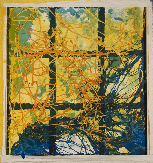 83x79 inches, cheesecloth and acrylic mediums on canvas