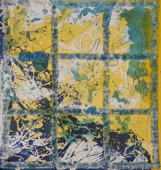 83x79 inches, cheesecloth and acrylic mediums on canvas