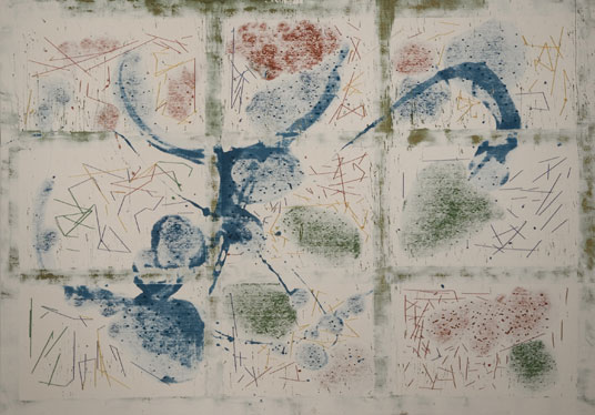 75x106 inches, acrylic and painted string on canvas