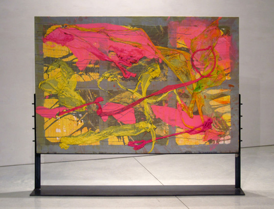56x79 inches, dyed cheesecloth and acrylic on
    canvas