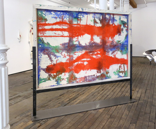 57x79 inches, cloth and acrylic mediums and paint on canvas