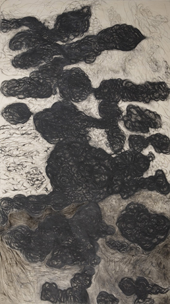 126x72 inches, charcoal and acrylic on canvas